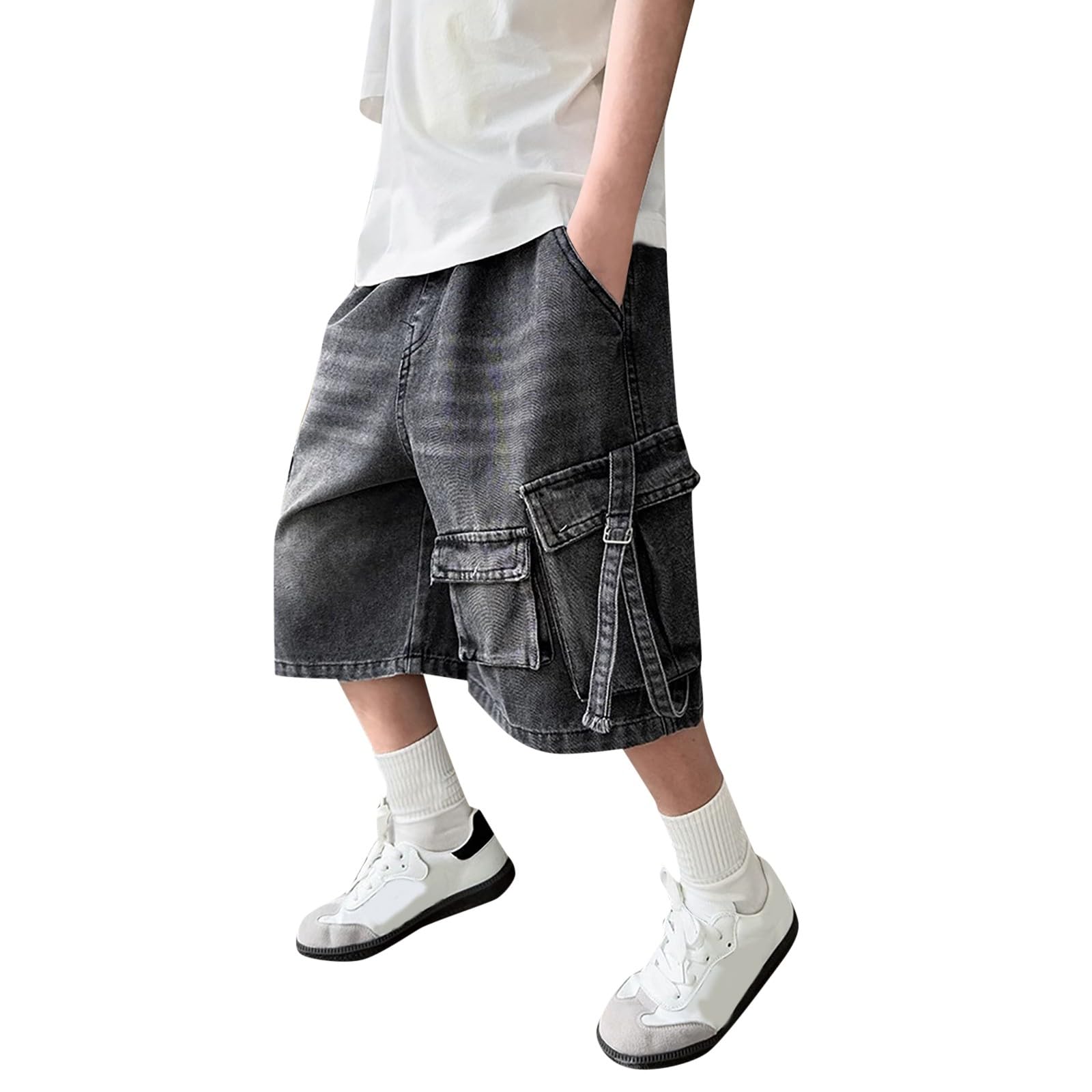 Vaqueros Rectos para niños Apto para Uso Escolar Vaqueros Estilo Callejero Lavable y fácil Cuidado Sin restricciones de Movimiento Jeans de Pierna Ancha Jeans Estilo Y2K Tejido Denim Resistente