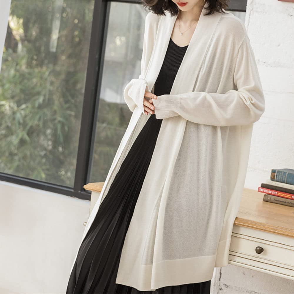 Kardigan Damski, Długi, Dzianinowy Kardigan, Płaszcz Kimono, Gładki, Biały, Lniany Kardigan, Długi Rękaw, Kardigan Z Otwartym Przodem, Wiosenny, Luźny, Plażowy, Narzutka, Kurtka
