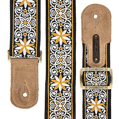 M33 Guitar Strap Vintage Woven Collection Strap Set For Acoustic, Bass And Electric Guitars Includes Strap Button + Locks +Picks. Awesome Christmas Gift For Men & Women Guitarists #TOP4