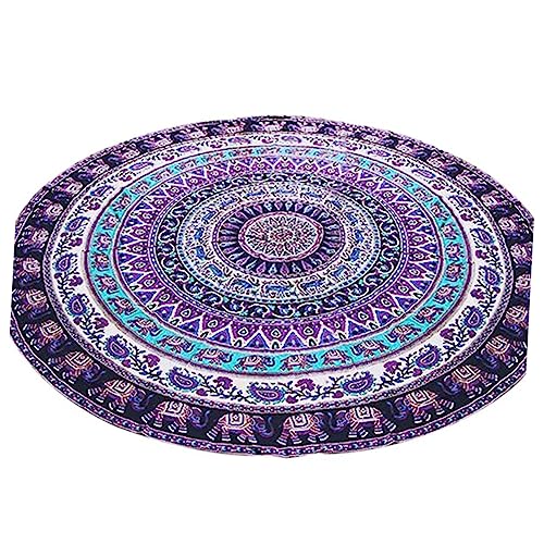 Alipis Coperta Rotonda Da Spiaggia Con Mandala Per Coppie Tappetino Da Picnic Per Yoga All'aperto Asciugamano Da Spiaggia Con Motivo Mandala 2 Persone Multiuso Casuale