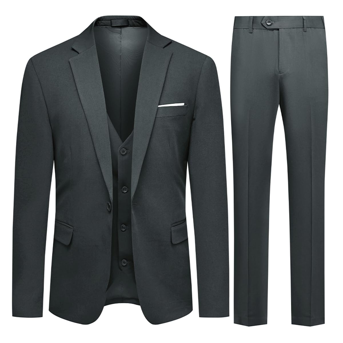Allthemen Trajes de Hombre 3 Piezas Boda un botón Solapa Slim Fit Chaqueta Formal Color sólido clásico