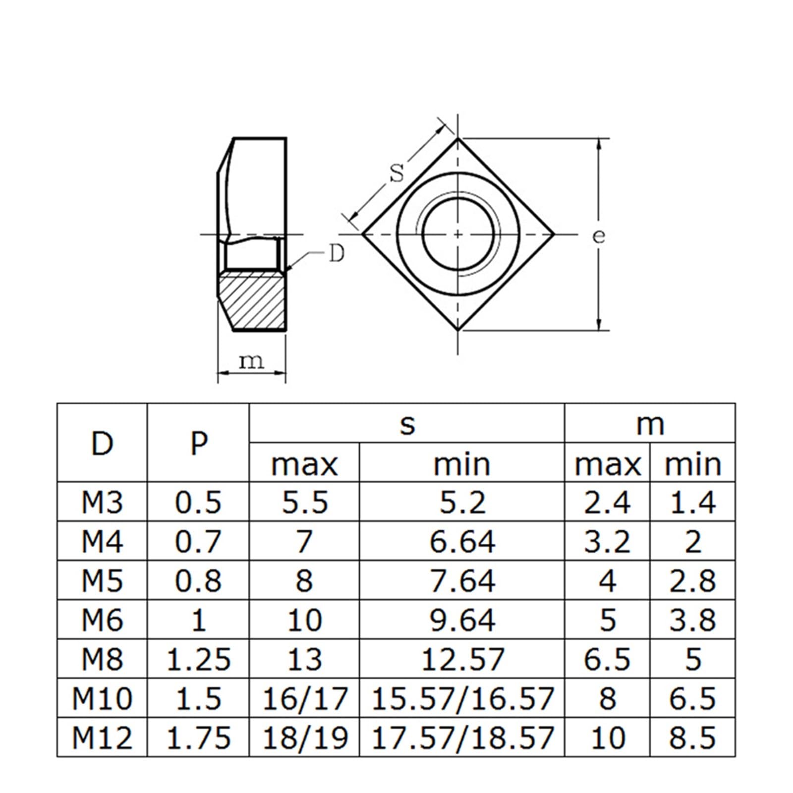 Set Di 150 Dadi Quadrati In Acciaio Inox - Filettature M3 M4 M5 M6 M8 M10, Per Mobili E Fai Da Te - Foto 12