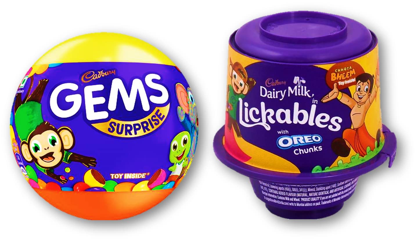 Cadbury Dairy Milk Lickables Oreo Chunks 20g + Gems Surprise Chocolate
