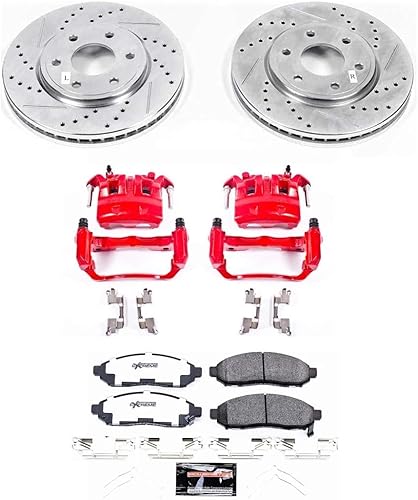 Miniatura 2 de Power Stop KC8324-36, Z36 Kit de pinza delantera para camión y remolque, rotores, pastillas de freno de cerámica de carbono, pinzas