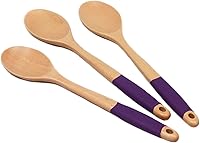Vista 5 de Chef Craft Juego de cucharas de madera con mango de silicona premium, 14 pulgadas, color verde