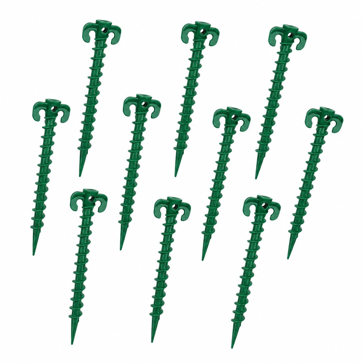 10 Pcs Plastic Tent Pegs, Tent Pegs, Heavy Duty Screw in Ground Stakes Camping, Long Garden Securing Peg for Landscape Weed Fabric Cover Fleece Tents Camp Tarps