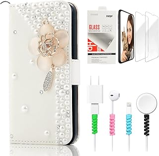 STENES Bling Wallet Phone Case Compatible with Samsung Galaxy Z Fold 4 5G - Stylish - 3D Handmade Flowers Design Leather Cover with Screen Protector & Cable Protector - Pink