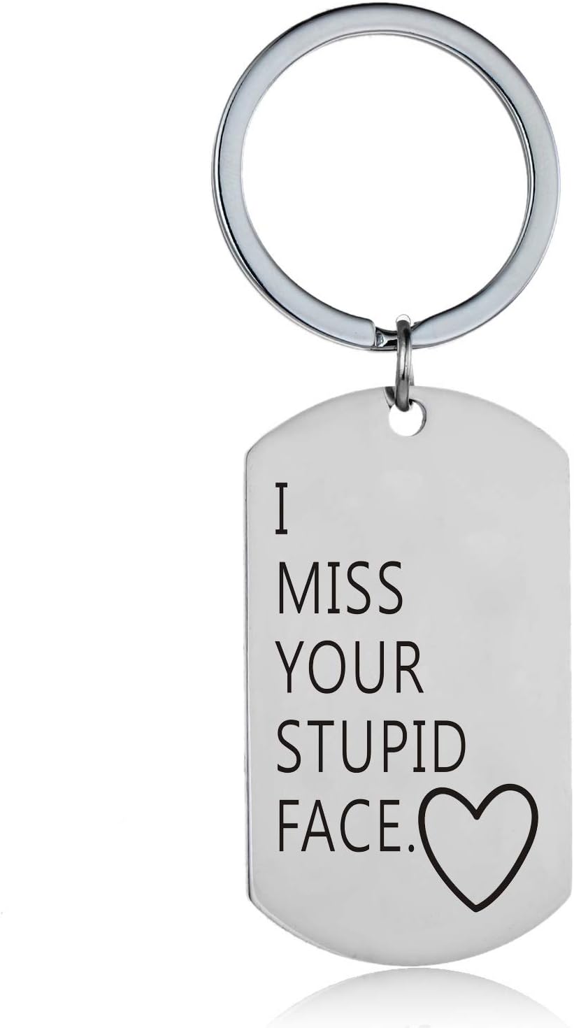 YEEQIN Funny Gifts for Boyfriend Husband Personalized Dog Tag Pendant Necklace Naughty Words Keychain Gift for Men