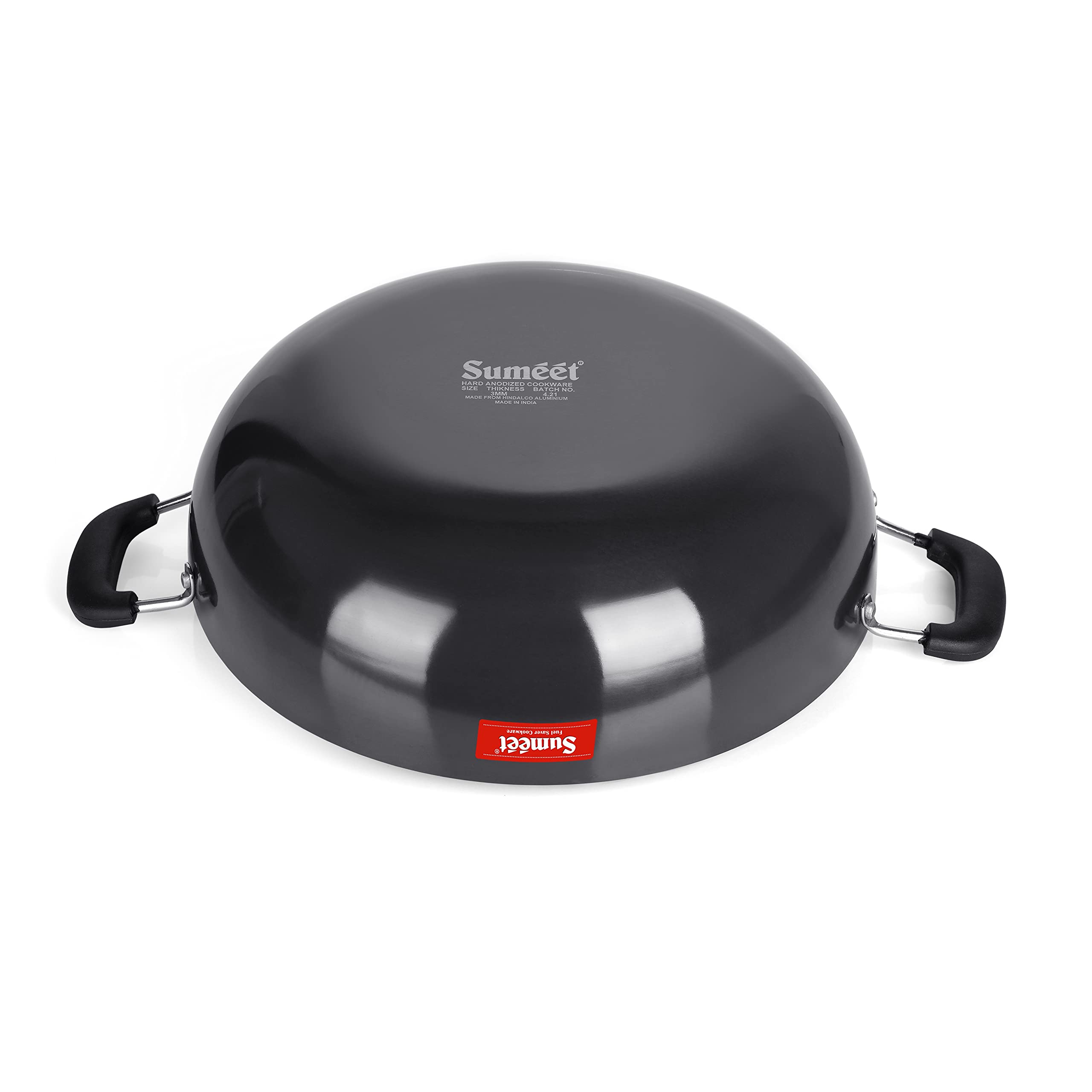 Sumeet 3mm Hard Anodized Aluminium Deep kadai, Big Size No.-15 (28.5cm Dia. 4.5 L Capacity, Black) - Image 5 thumbnail
