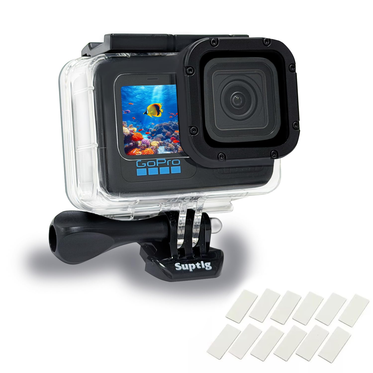 Suptig Underwater Waterproof Diving Housing Compatbile for Transparent+black