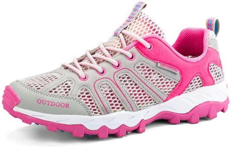 Unisex Breathable Quick-Dry Hiking Shoes Mountaineering Shoes for Men Women Outdoor Walking Sneakers TZT-HS666-110-Pink-40