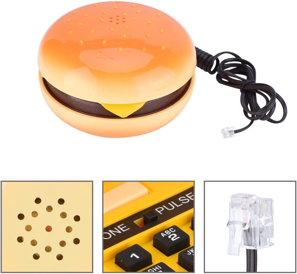 Hamburger Phone, Novelty Retro Telephone with Voice-Frequency Dialing and Flash Function Unique Food Shaped Desk Decor for Home Office Gift Idea