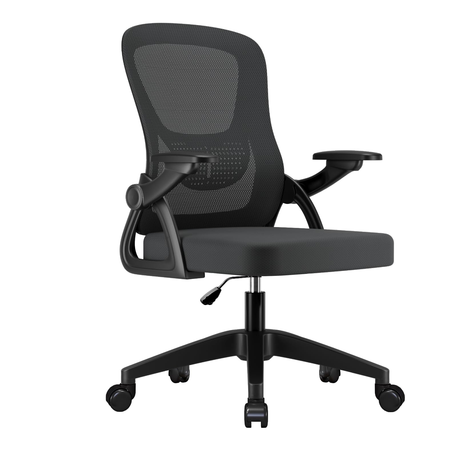 EOXCIIU Office Chair, Desk Chair with 360° Swivel, 90° Flip-up Armrest, Height Adjustable, Breathable Mesh Backrest, Computer Chairs for Home Office and Workplace