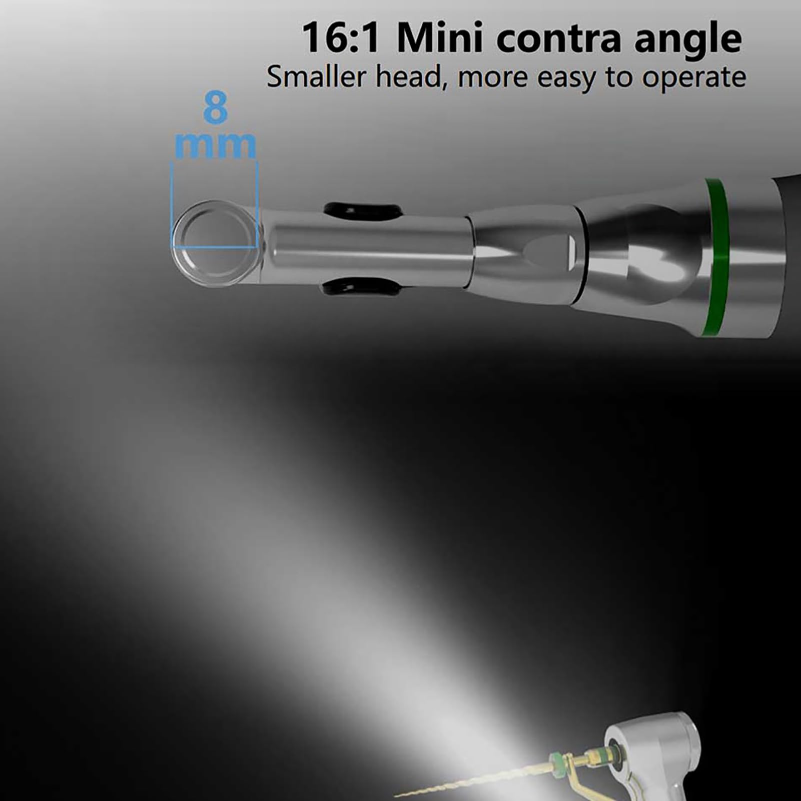 GOURIXIN Wielofunkcyjny mikrosilnik stomatologiczny, elektryczny mikrosilnik endodontyczny, 3 tryby pracy, kątnica mini 16:1, z oświetleniem LED i endometrem, do leczenia kanałowego