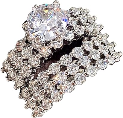 925 Sterling Silver Shiny Double Set Zirconia Rings Diamond Rings for Women Jewelry Findings Earring Backs Findings