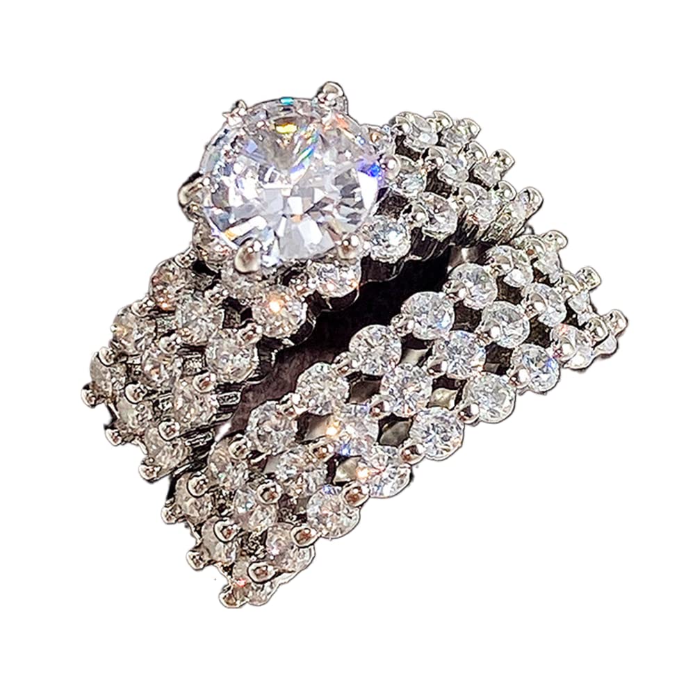 Viyuroyk 925 Sterling Silver Shiny Double Set Zirconia Rings Diamond Rings for Women Jewelry Findings Earring Backs Findings