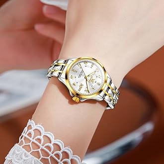 OLEVS Women's Watches Luxury Diamond Arabic Dial Wrist Watch for Women with Date Waterproof Stainless Steel Quartz Ladies Watch
