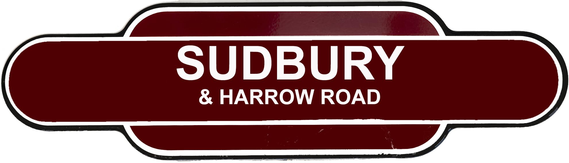 Railway Station Totem Sign, Stations Or Personalised Metal, Multiple Colours and Sizes, Rust-Proof (405X105 MM, SUDBURY AND HARROW ROAD)