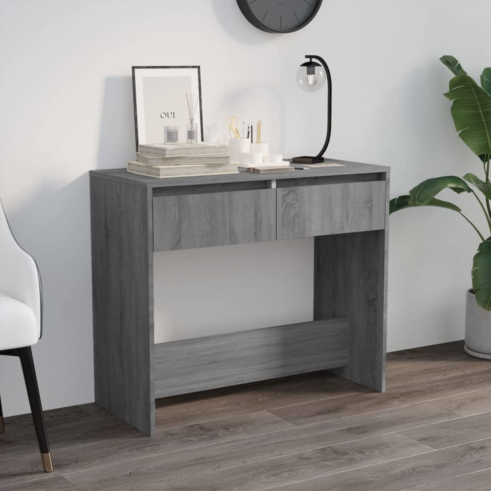 Homgoday Mesa Consola Madera de ingeniería Gris Sonoma 89x41x76,5 cm Mesas auxiliares de salón,Mesa Consola Recibidor Mueble de Entrada Estrecha Clásica