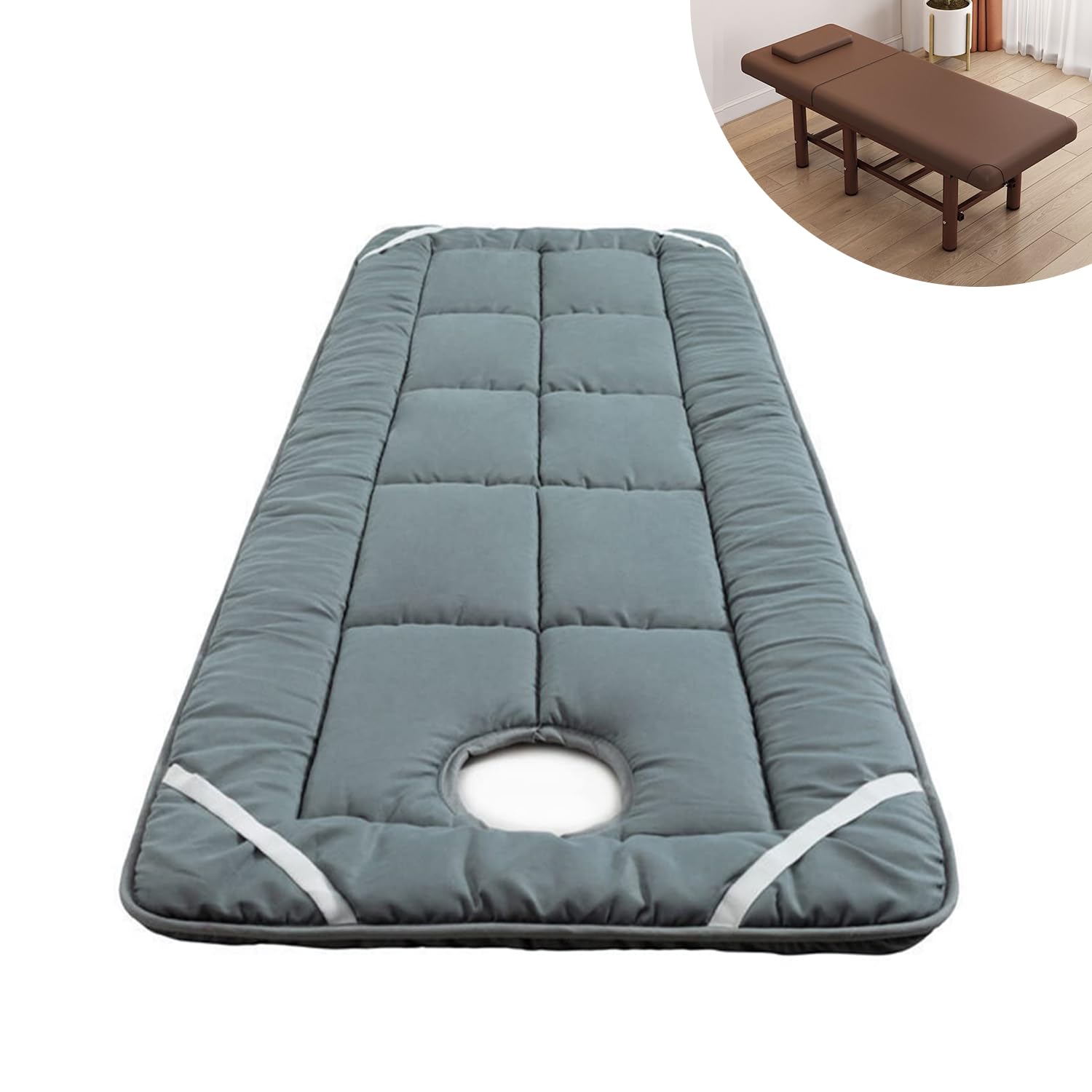 LXJDDLD Lash Bed Cushion Cover,Non-Slip Spa Bed Padding,Massage Table Pad,Square Head Massage Table Mattress Topper with Breathing Holes,for Tattoo Table Beauty Salon Bed,Gray,S 80x190cm