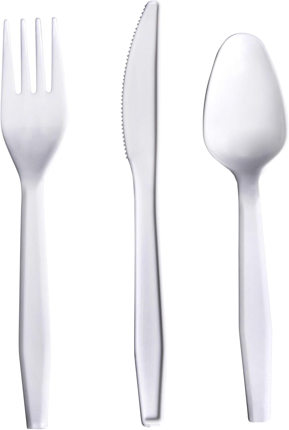 Amazon Basics 360 Piece Plastic Cutlery Set, Light-Weight, White (180 forks, 120 spoons, 60 knives)
