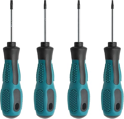 LDEXIN Juego de 4 destornilladores Torx magnéticos Star Scredrivers T6 T8 T9 T10, herramienta de reparación para computadora de teléfono móvil
