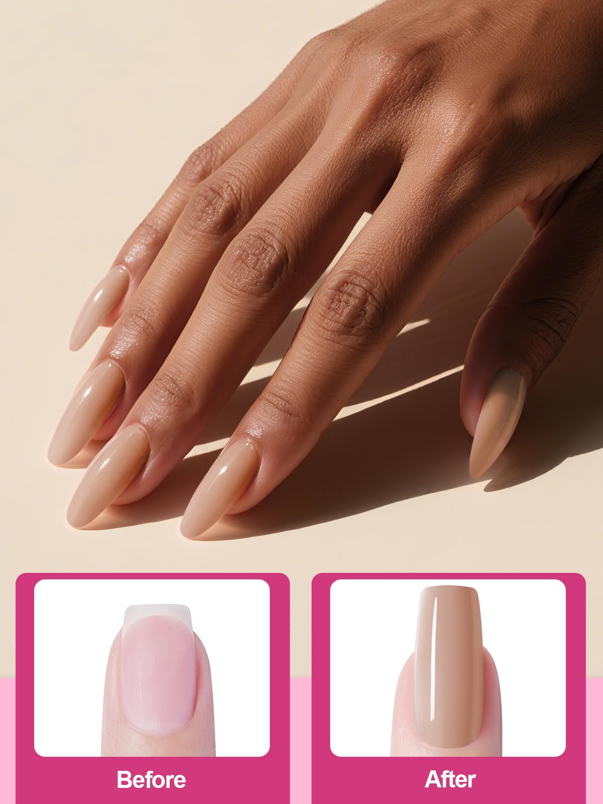 EBANKU Polvere acrilica per unghie rosa nude, 120 g, polvere acrilica professionale per extension per unghie, 3D Art Carving French manicure, forte adesione, facile da modellare a lunga durata, non