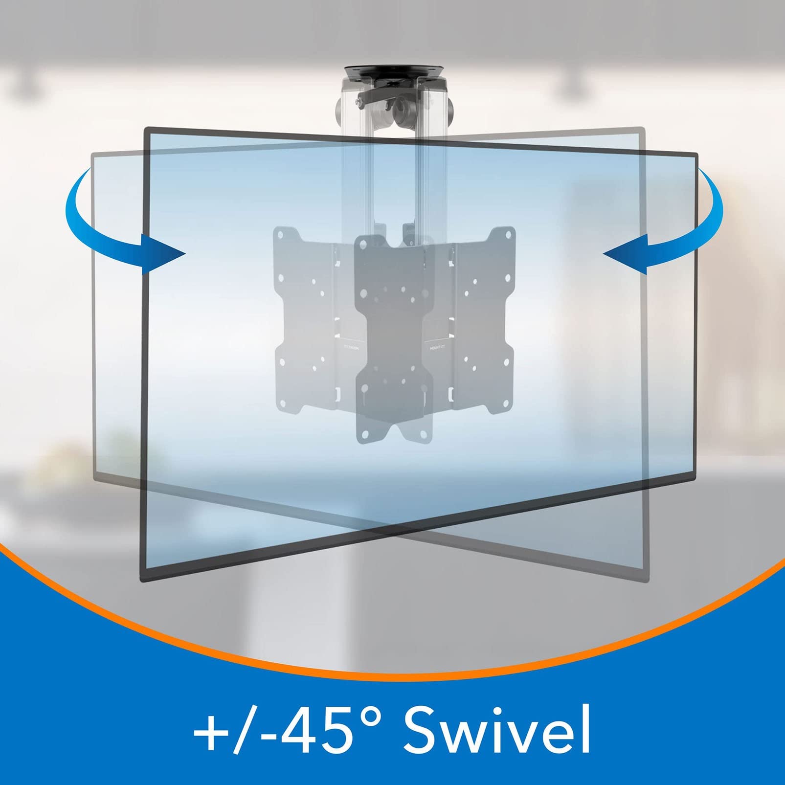 Staffa di Montaggio per TV E Monitor Pieghevole - Montaggio Regolabile sul Soffitto della Cucina E sotto Il Mobile, per Schermi Piatti da 17" A 37"
