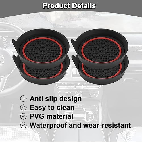 Miniatura 3 de HZEL Portavasos para automóvil, 4 almohadillas antideslizantes e impermeables para botellas de agua de vehículos, accesorios de decoración para