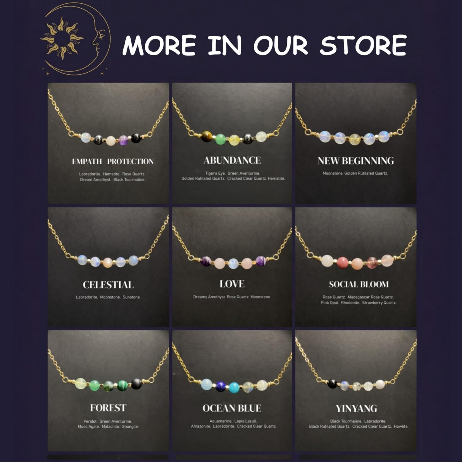 Artisan Handcrafted Moonstone Golden Rutilated Quartz Necklace, Customizable 14-24 Inch, Two-Stone Beaded Pendant, Simple Fine Jewelry for Her Him