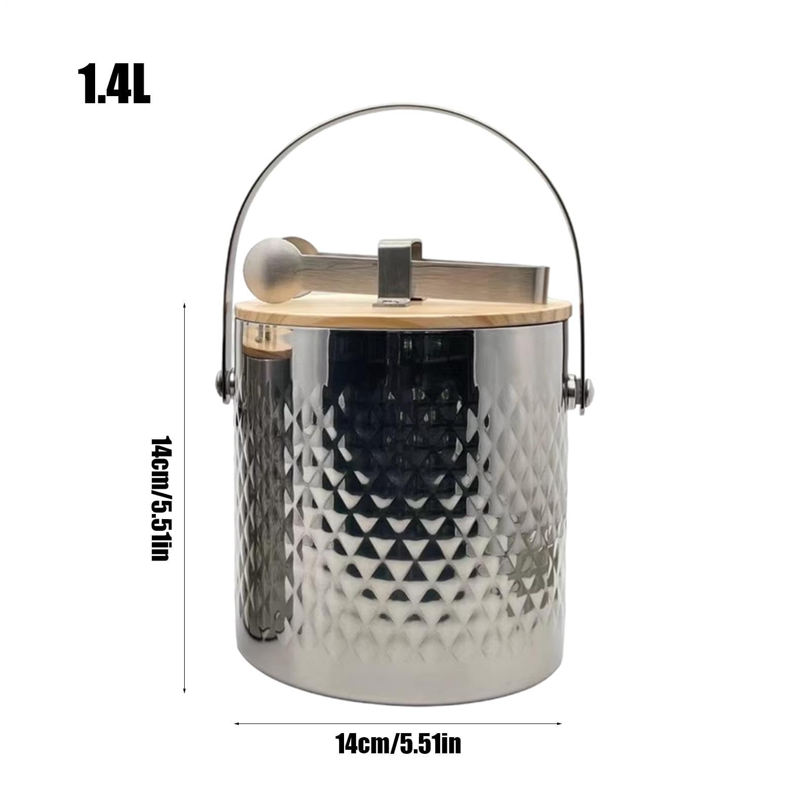 Cubitera para Bar,Cubitera para Hielo | de Acero Inoxidable con asa | Keep Ice Home Party Cubo de Hielo con Pinzas para cócteles, Vino, champán, Whisky