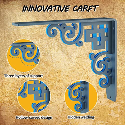 Picesa- Heavy Duty Shelf Brackets , Max Load 660 Lbs ,Premium Alloy Metal Mantel Brackets (Set Of 2) Fireplace Mantel Brackets - Decorative Countertop Corbel (Red Antique Bronze, 16 Inch X 13 Inch) #TOP2