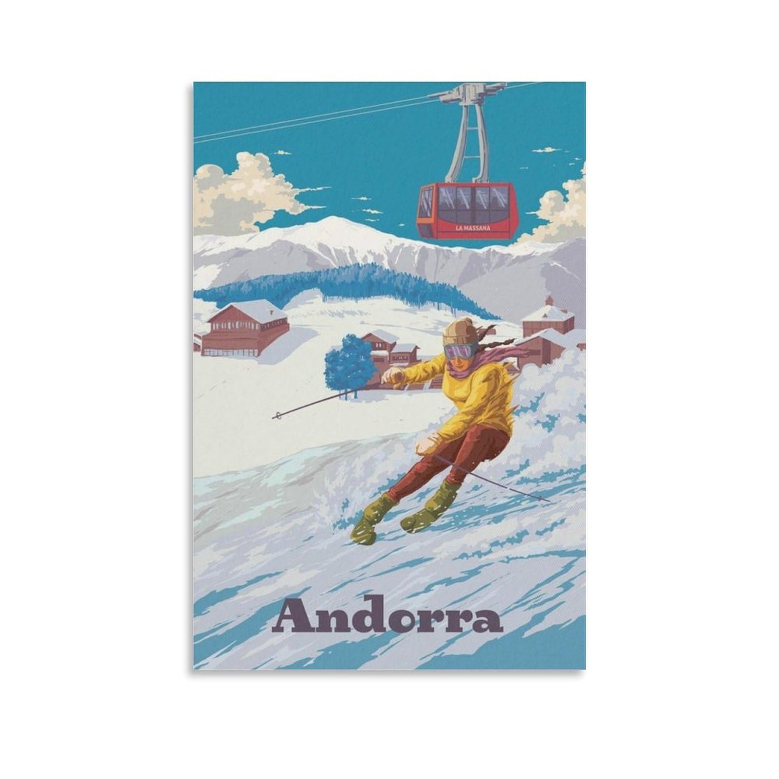 Wlqzfrwv Andorra Travel Ski Resort Poster Canvas Poster Wall Art Decor Print Picture Paintings For Living Room Bedroom Decoration 16X24inch(40X60cm)