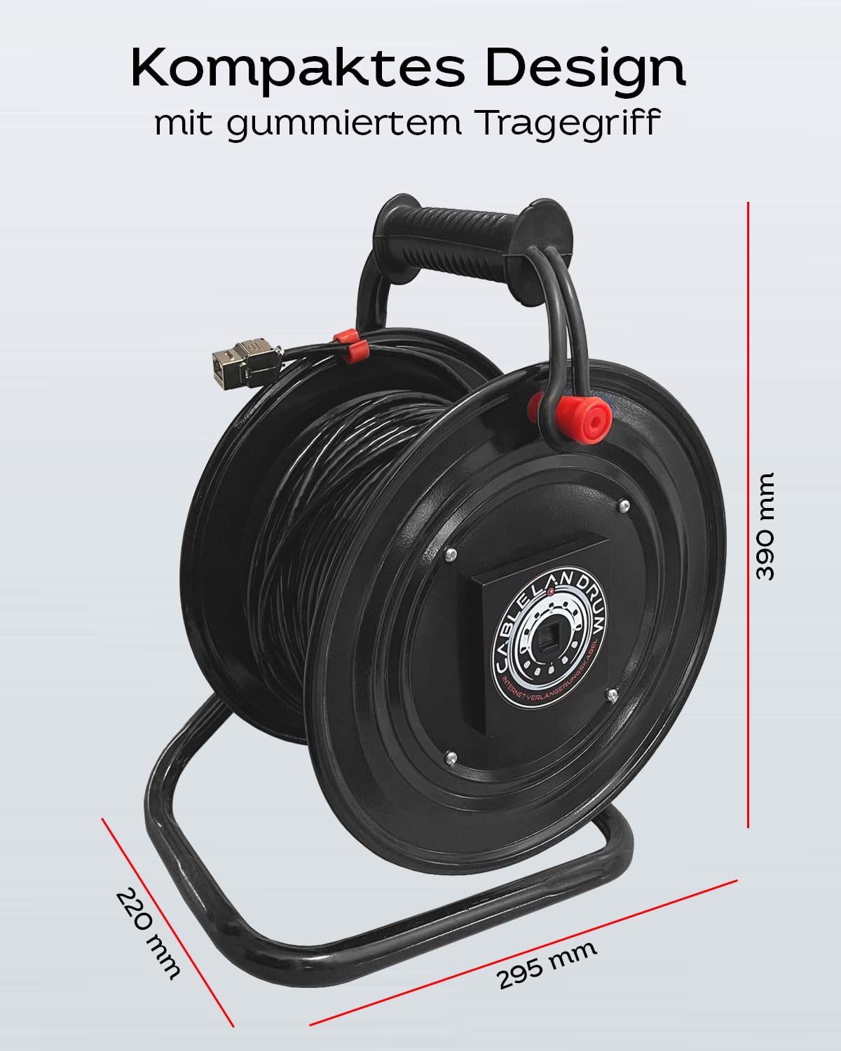 Netzwerk LAN Kabeltrommel CAT6 S/FTP RJ45 Keystone Buchsen Internetverlängerung erweitern Metall schwarz (25m)