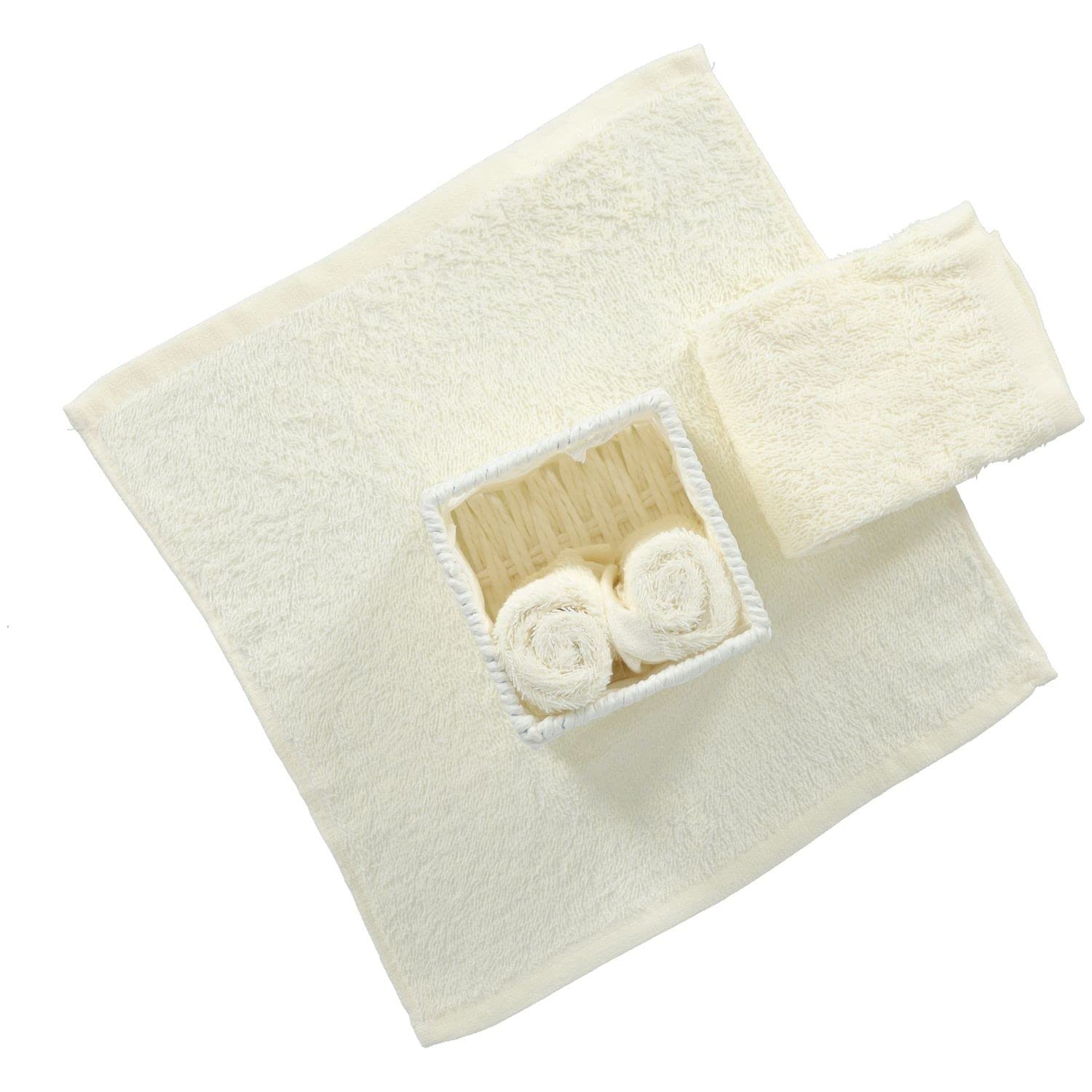 Set Di 4 Lavette Per Bagno Con Cestino In Tessuto - Grigio Scuro, Cotone Spugna Per Ospiti E Neonati - Foto 6