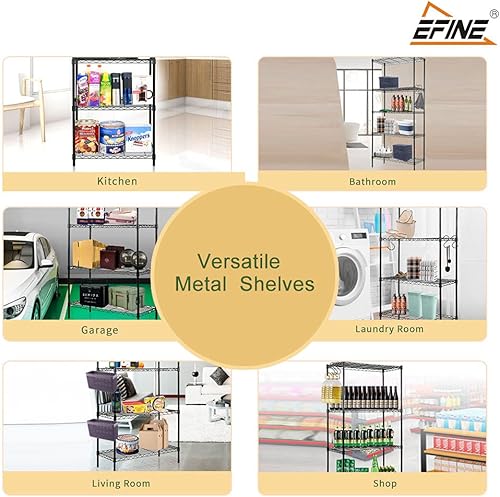 Miniatura 5 de EFINE - Paquete de 2 estanterías de 5 estantes con 5 estantes, certificado NSF, ajustable, organizador de alambre de acero, capacidad de carga de