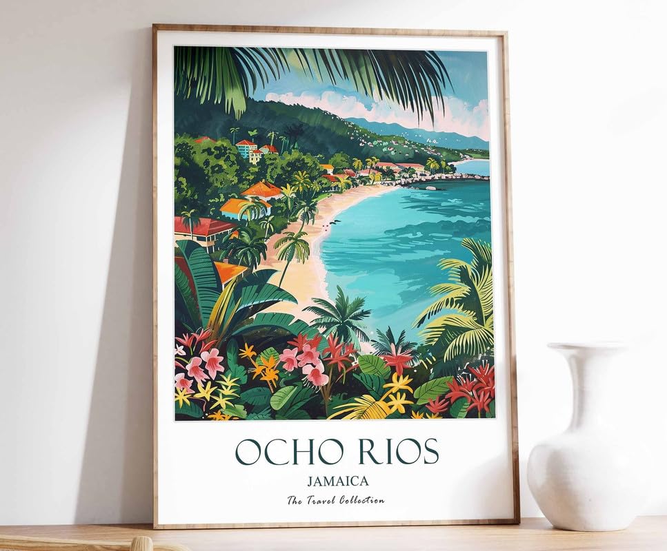 7 Ocho Rios Print Ocho Rios Travel Poster Jamaica Travel Poster Caribbean Print Tropical Decor Poster A5 - Wall Art Home Decor Movie Poster Canvas Film Cinema Retro Vintage Cult Classic Nostargic Sag
