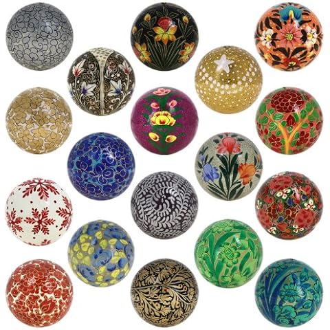 Shalinindia Set of 18 Paper Mache Ball Party Ornaments - Handmade Decoration Gifts Set Cover