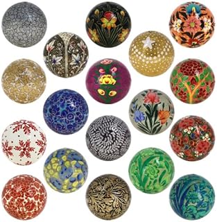 Ajuny Handmade Set of 18 Paper Mache Balls Christmas Decorative Hanging Ornaments Decoration Xmas Gifts 3 Inches