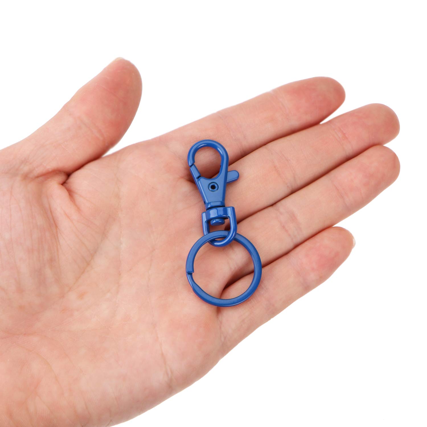 5-Pack Blue Key Chain Rings With Swivel Clasps - Metal Snap Hooks For Keys, Jewelry, Crafts