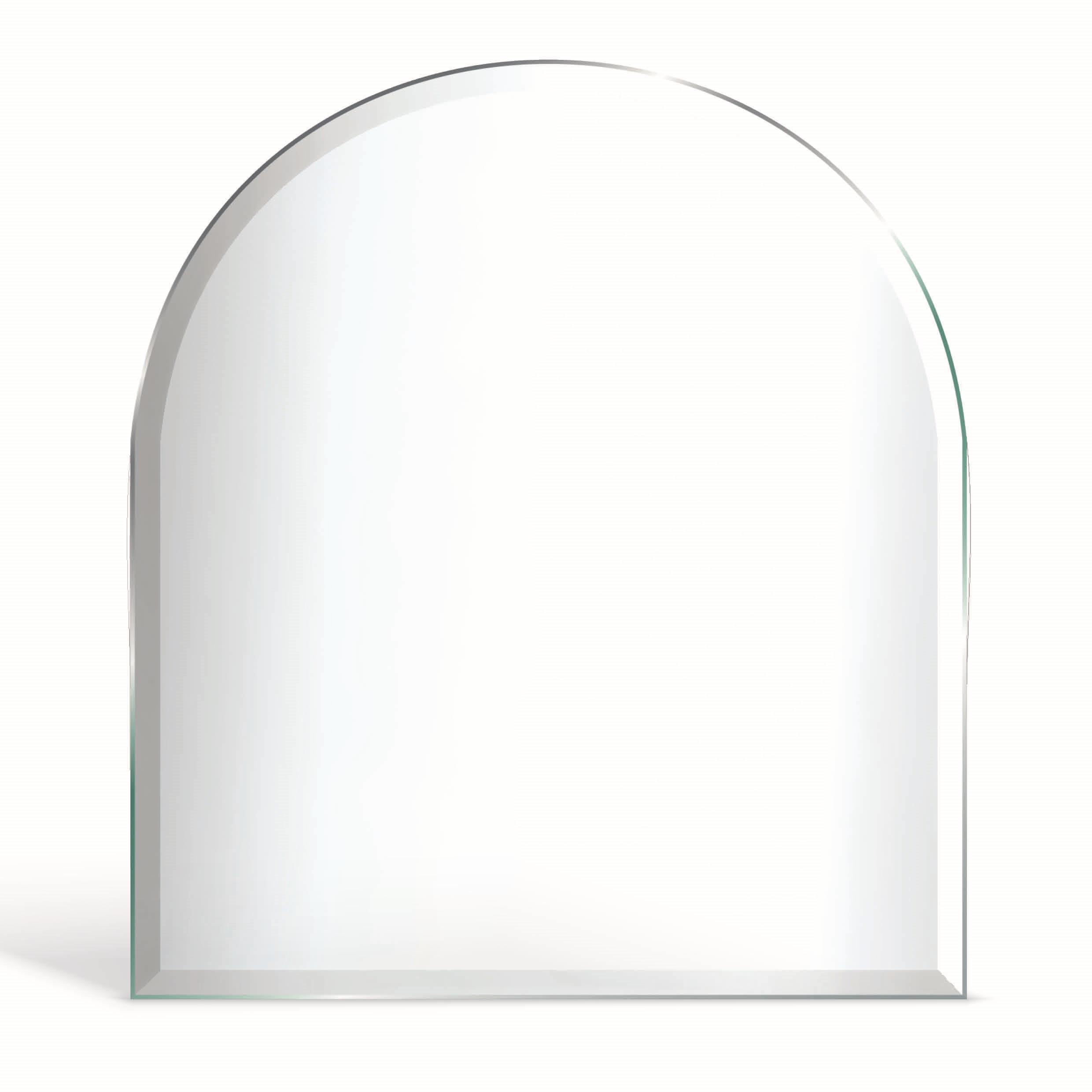 Funkenschutzplatte Glas Rundbogen 100x100cm – Glasplatte für Kaminofen - Kaminglas Zunge mit Dichtlippe - 8mm ESG Kamin Glasplatte mit Facettenschliff – Kaminschutz Feuerplatte für Kaminofen