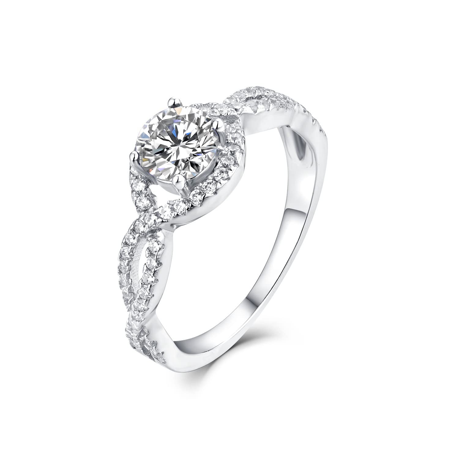 Starchenie Women Rings,925 Sterling Silver Cubic Zirconia/Aquamarine/Sapphire/Amethyst Promise Rings for Her