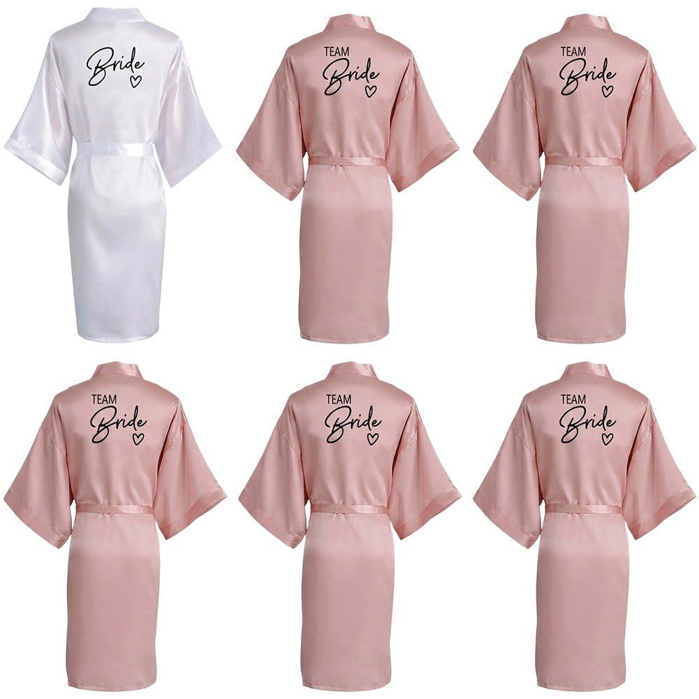 Ensemble De 6 Peignoirs Kimono en Satin Hrippy : le cadeau idéal pour vos demoiselles d'honneur