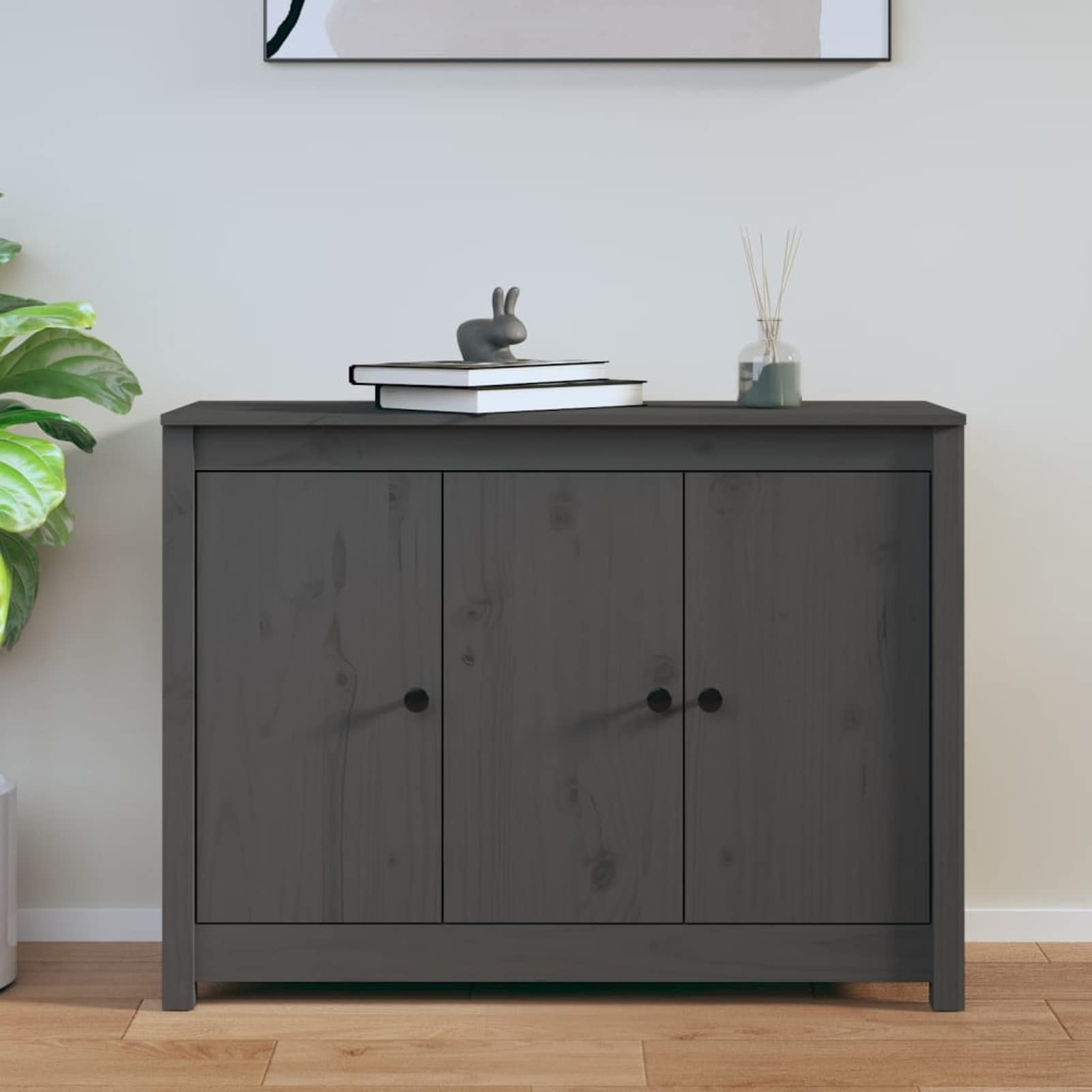 ShGaxin Szary kredens 100x35x74 cm z litego drewna sosnowego, szafka z szufladą, Cama Nido Con Cajones, komody biurowe