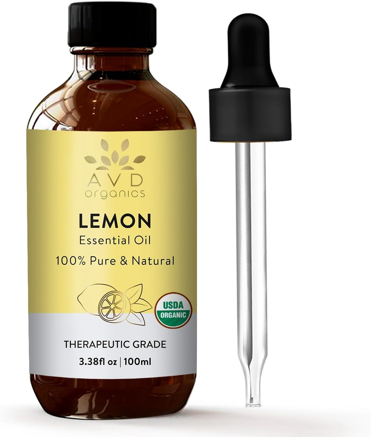 USDA Lemon Essential Oil for Skin | 100% Pure and Natural | Therapeutic Grade Lemon Oil | Perfect for Diffuser & Aromatherapy | 3.38 fl. Oz