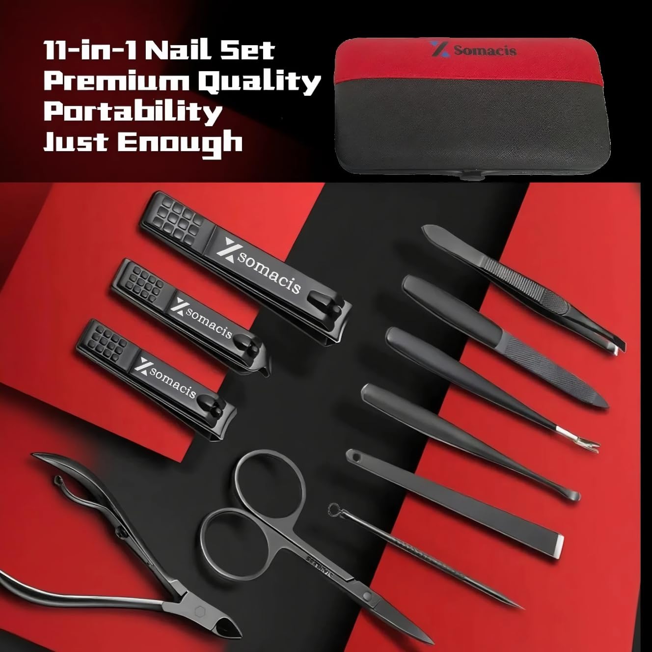 Nail Clippers Set Fingernail and Toenail Clipper Cutters, Manicure Pedicure Kit 11pcs Grooming Kits, Nail Care Tools with Portable Travel Case Present for Man Woman Husband Boyfriend Parent