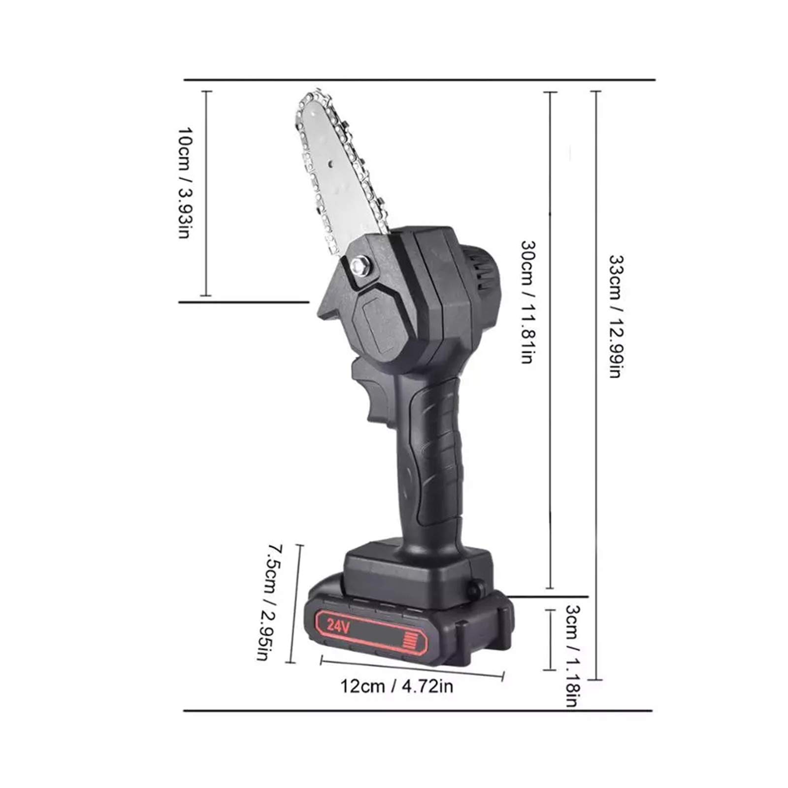 Mini tronçonneuse de 4 Pouces,sans Fil électrique Rechargeable Tronçonneuse Une Main 0,7 kg léger, Batterie Scie Délagage 24 V, Coupe du Bois, pour Arbre Cour Jardin et verdissement Urbain
