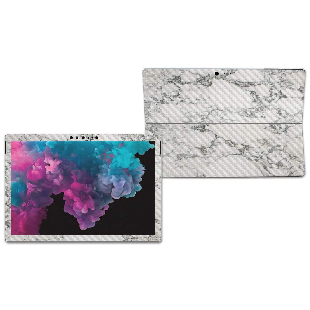 MIGHTY SKINS MightySkins Carbon Fiber Skin for Microsoft Surface Pro 6 - White Marble | Protective, Durable Textured Carbon Fiber Finish | Easy to Apply, Remove, and Change Styles | Made in The USA