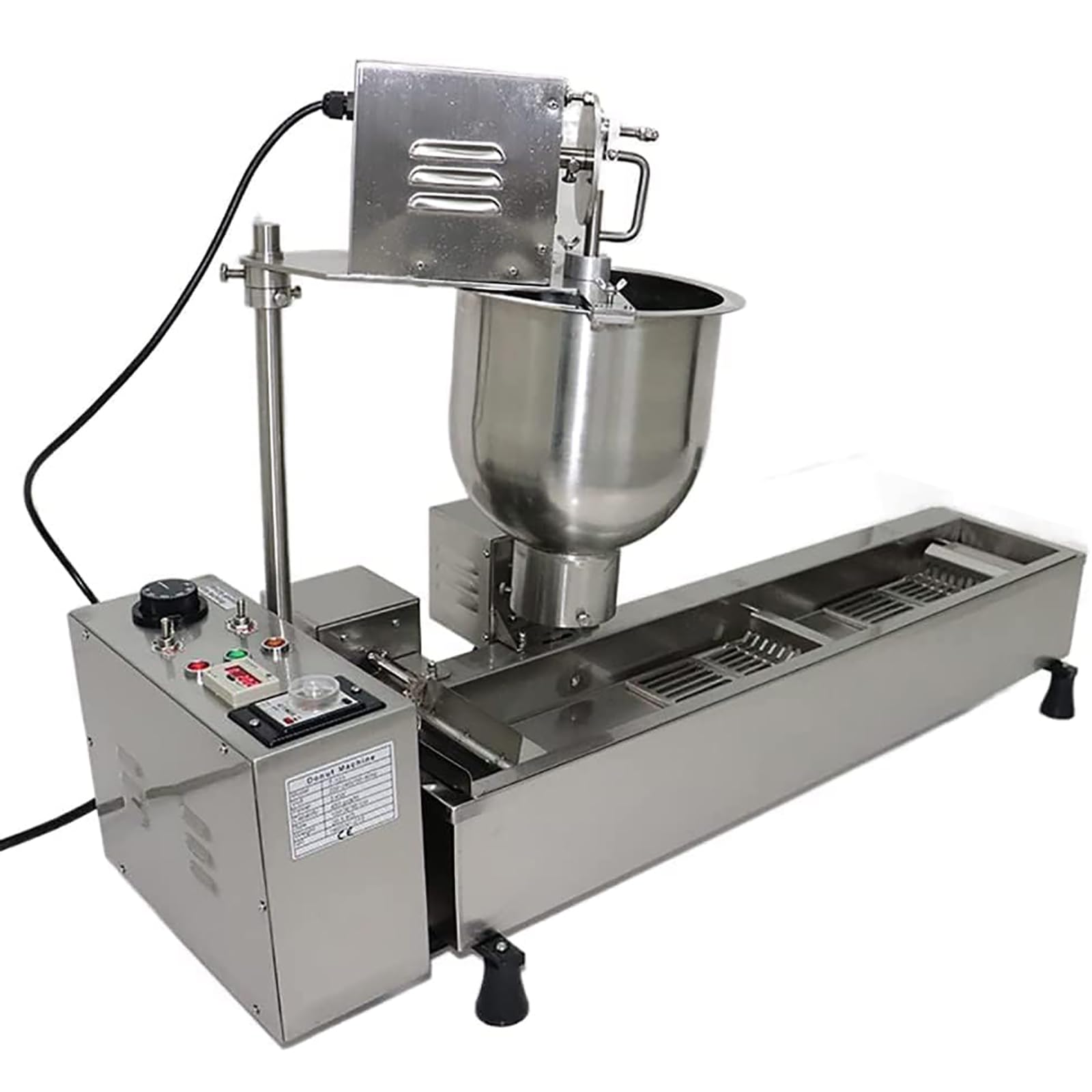 Máquina automática para hacer donas de una hilera, máquina automática para hacer donas, máquina para hacer donas con tolva de 7 litros, controle fácilmente la temperatura del aceite y el tiempo de f