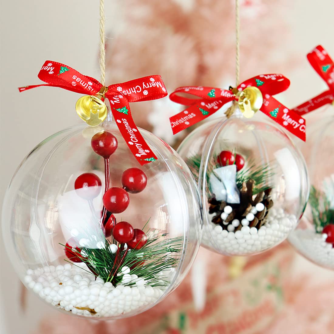 HERZWILD Weihnachtskugeln 8cm | 6er Set Acrylkugeln Transparent